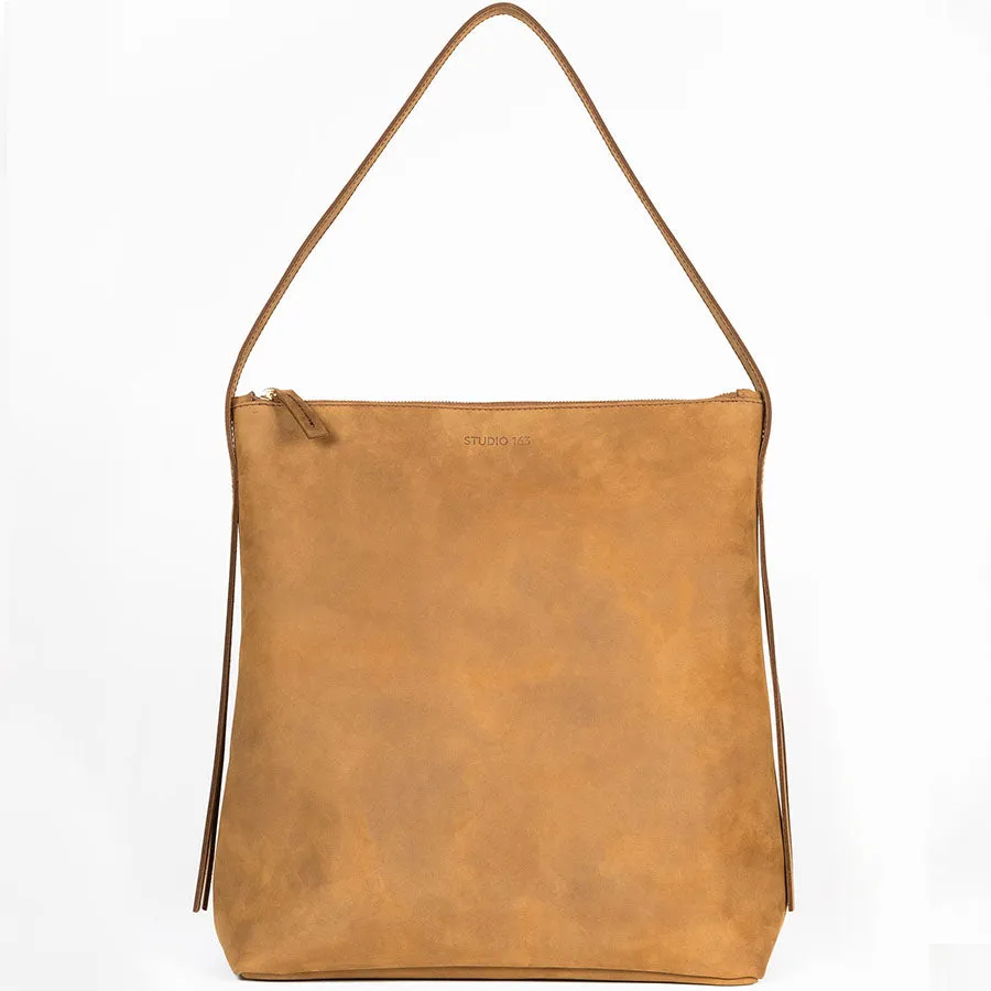 LEATHER SHOPPER "JOKA" IN COGNAC