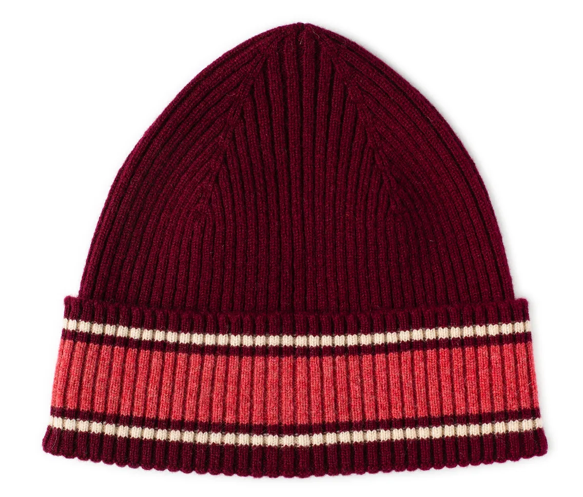 Loudoun Beanie - Burgundy with Coral