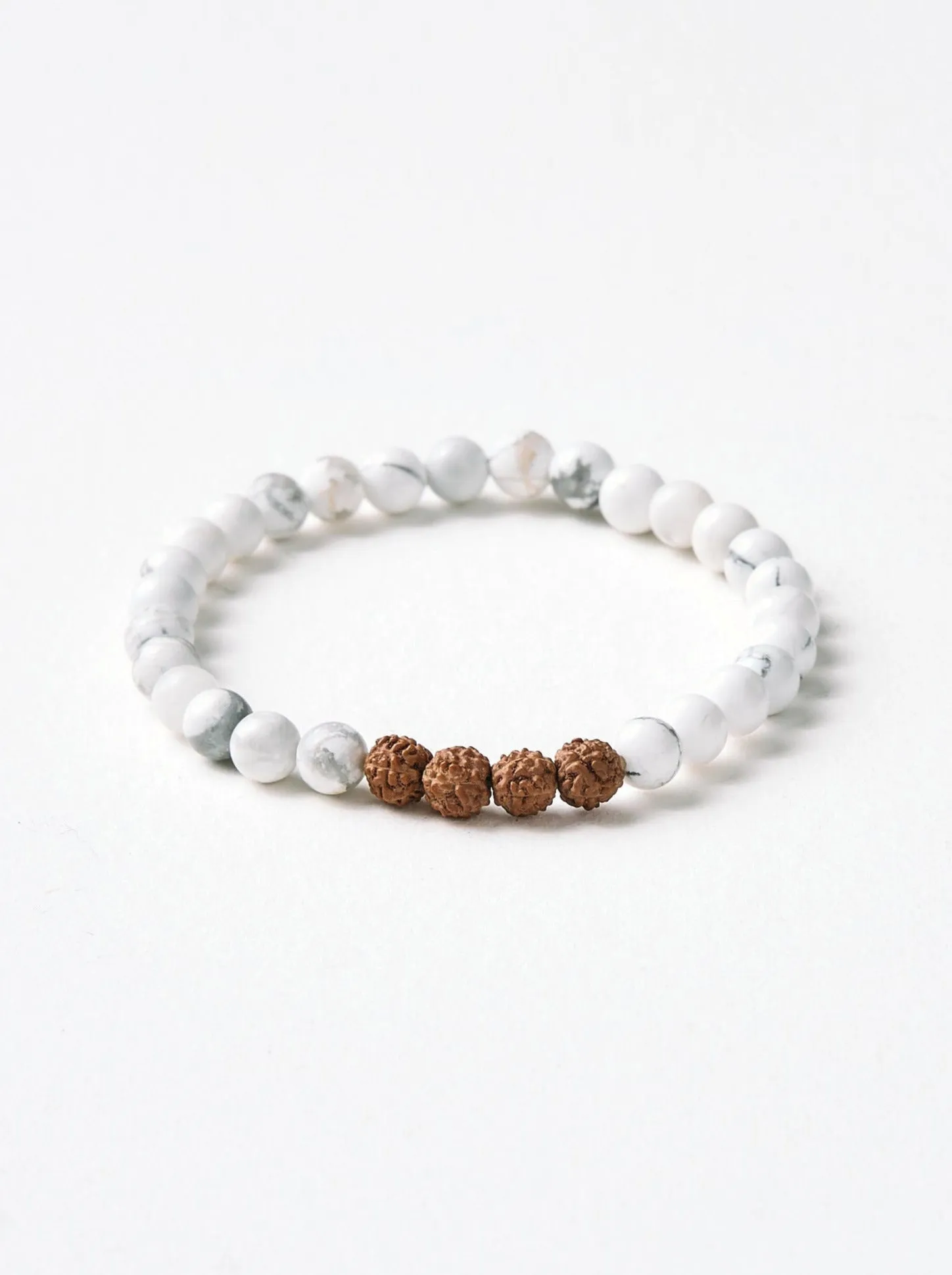 Mala Bead Bracelet - White Howlite