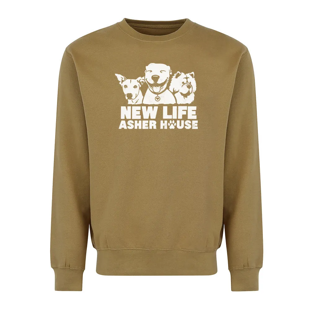 New Life Asher House Vintage White Logo Crewneck