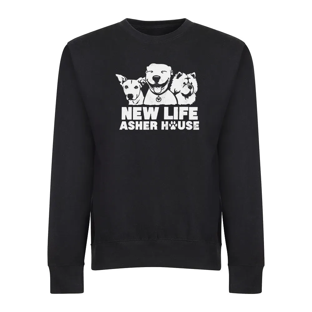 New Life Asher House Vintage White Logo Crewneck