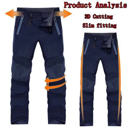 Outdoor Soft Shell Pants Male Waterproof Windproof Elastic Sports Hiking Climbing Trousers