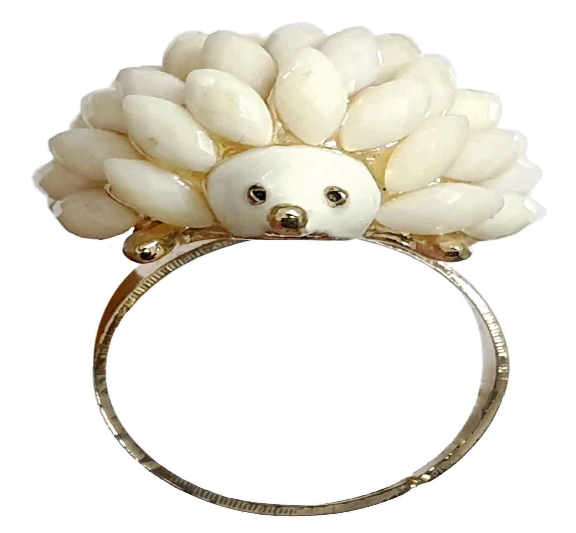 Porcupine Elegance: Rhinestone Pearls Studded Imitation Ring