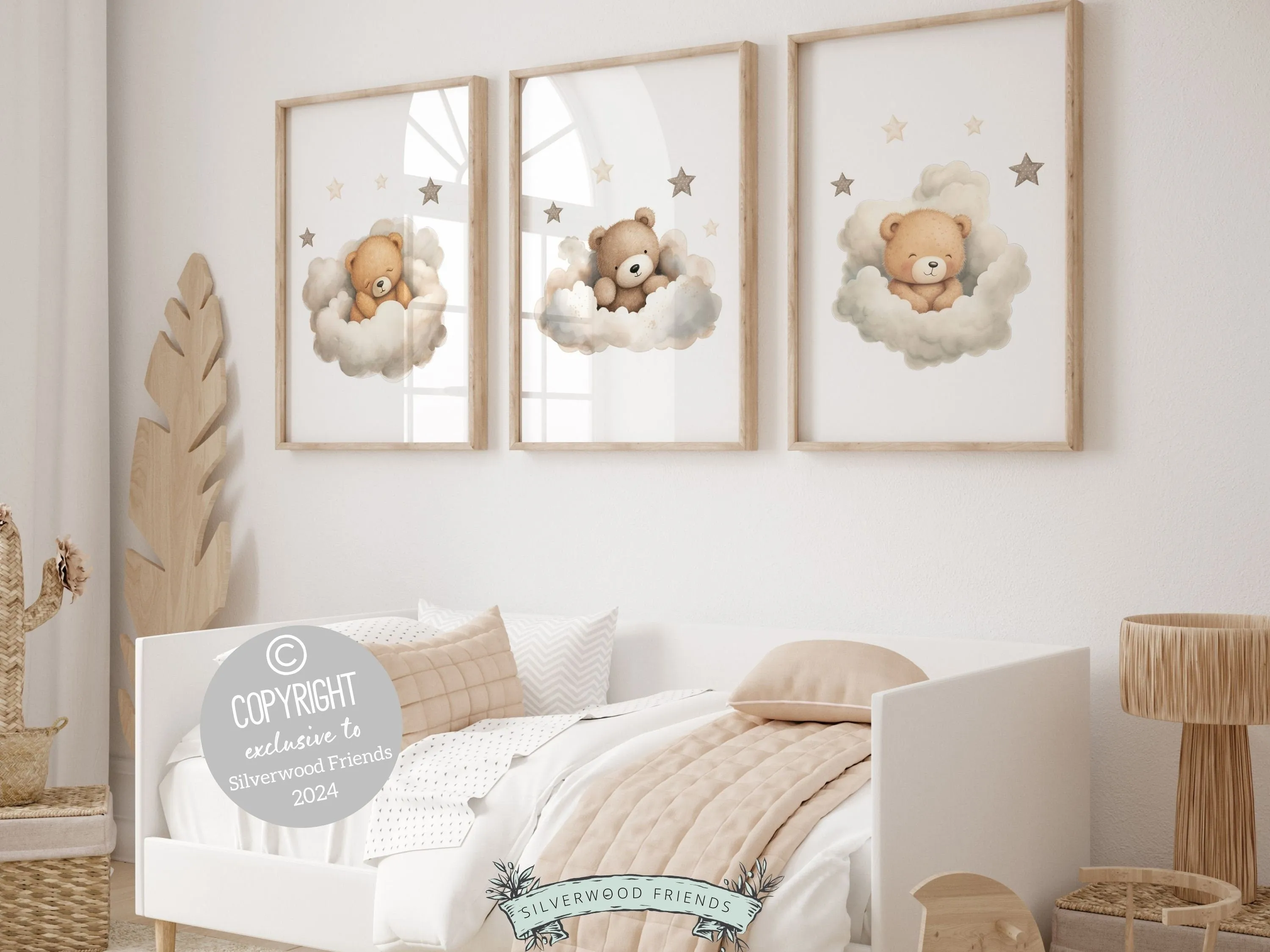 Teddy Bear Star Nursery Prints - Set of 3