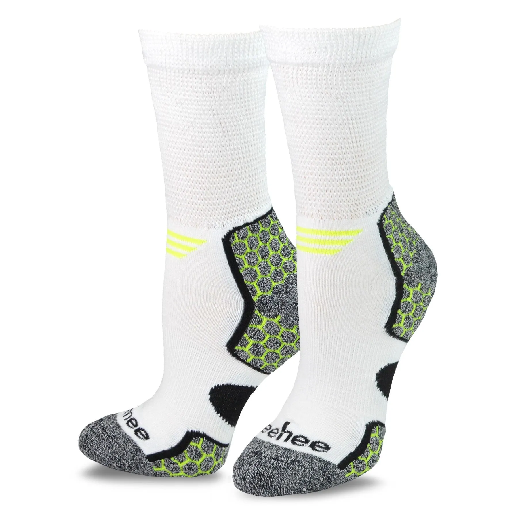 TeeHee Socks Unisex Diabetic Bamboo Crew White 6-Pack (12027)