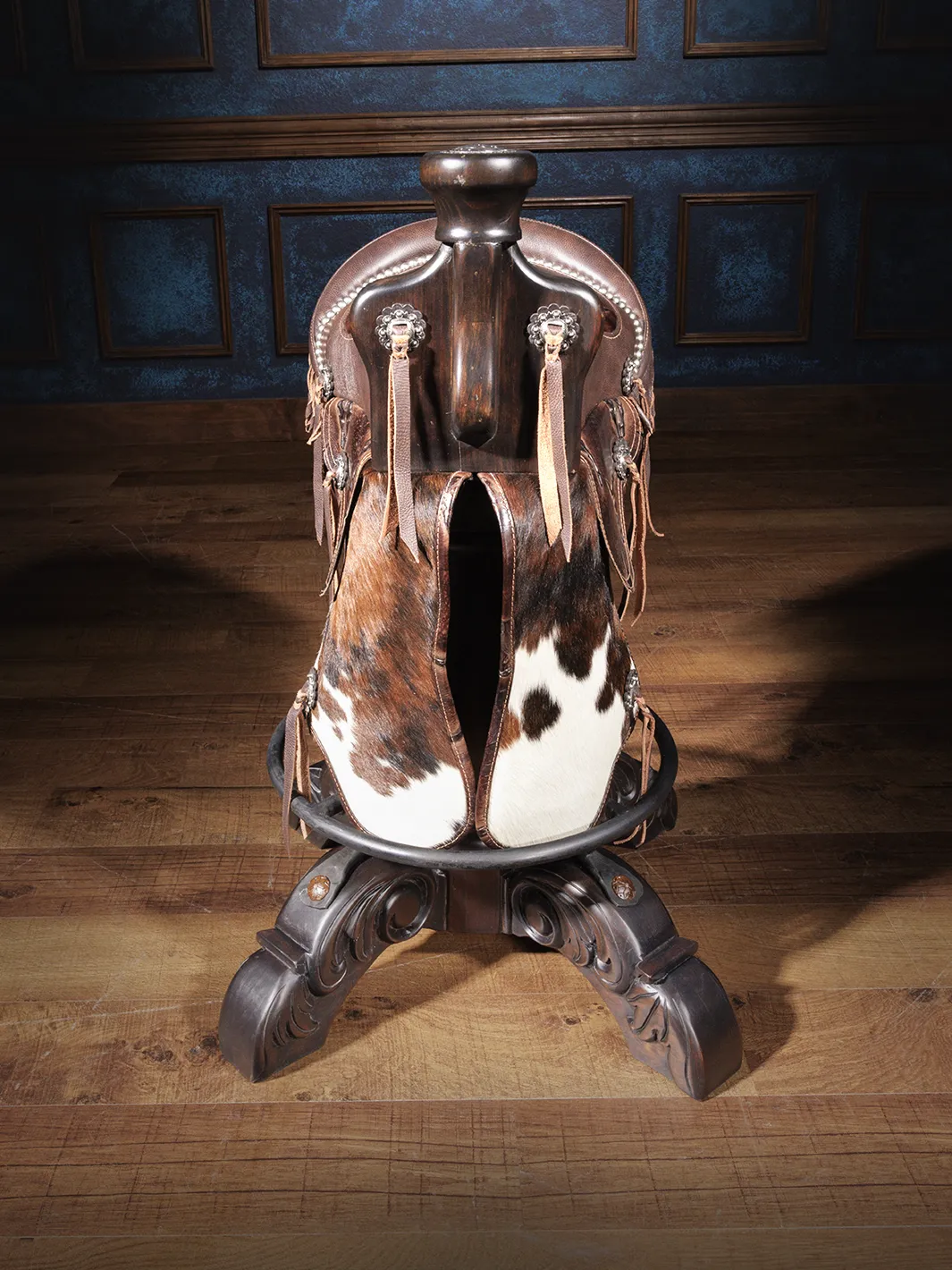 Texas Longhorn Stud Saddle Bar Stool