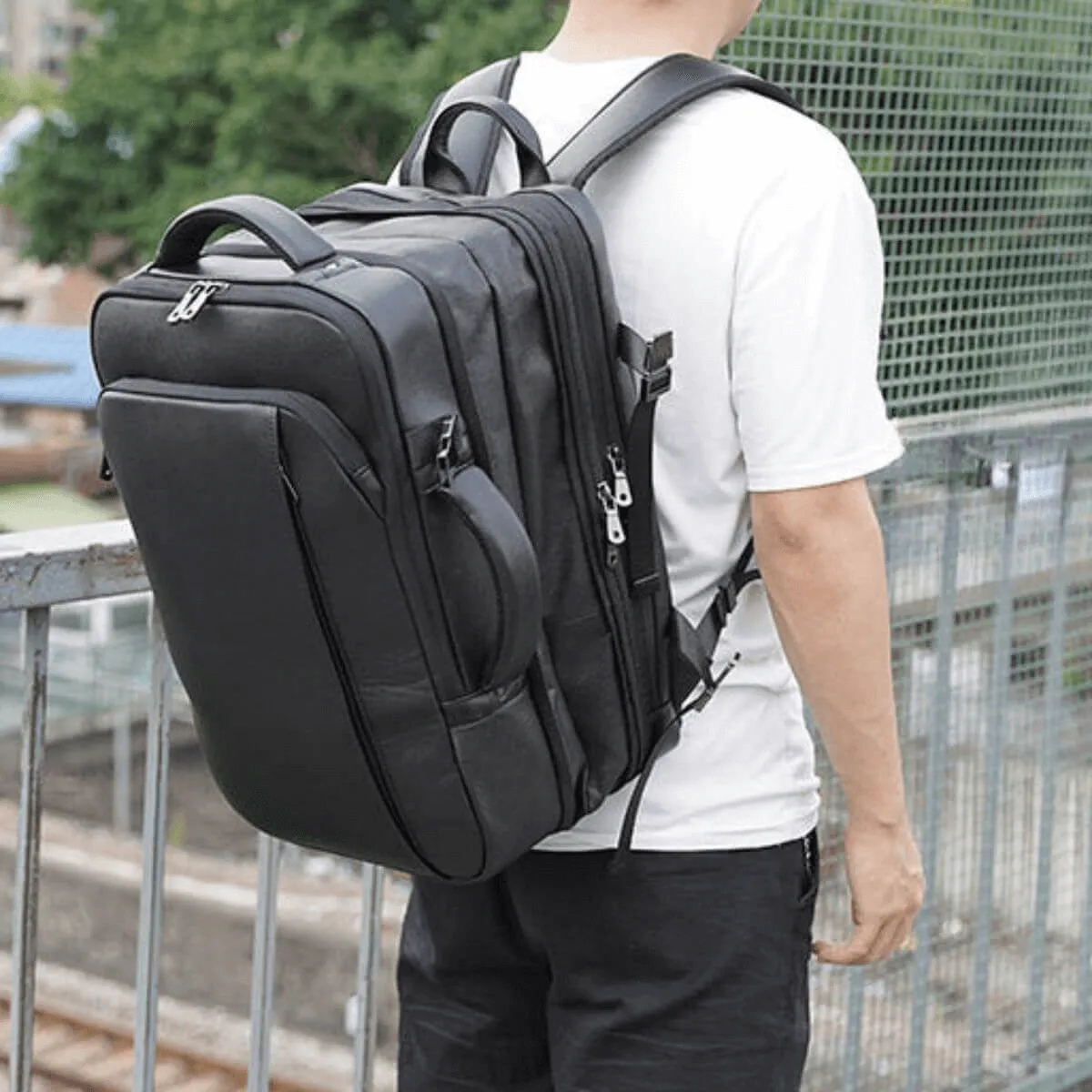 The Stetson Peak - Expandable Mens Leather Backpack