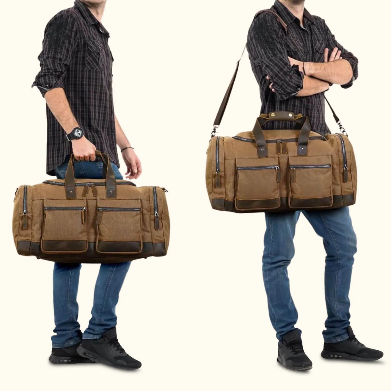 The Weekender - Waxed Canvas Leather Duffel