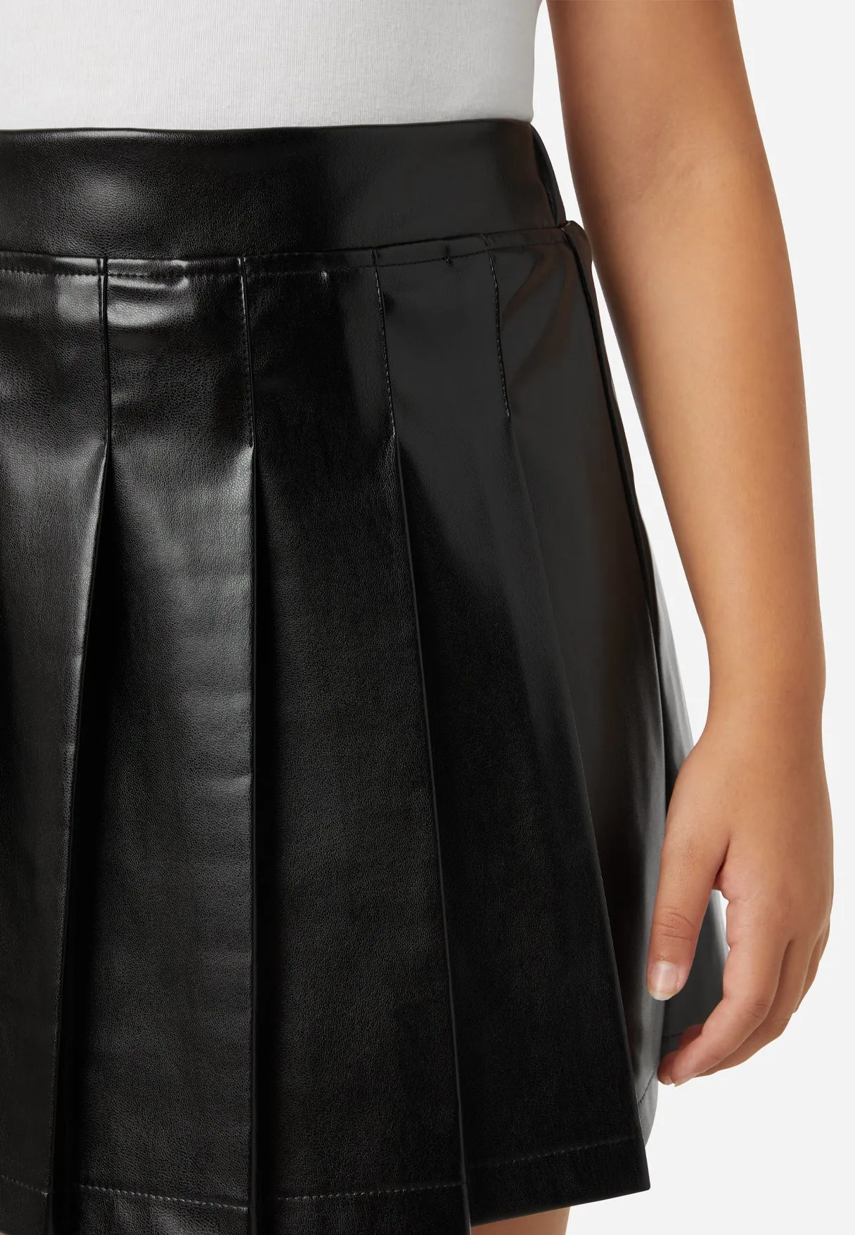 Twirl-tastic Pleated Leather Skirt