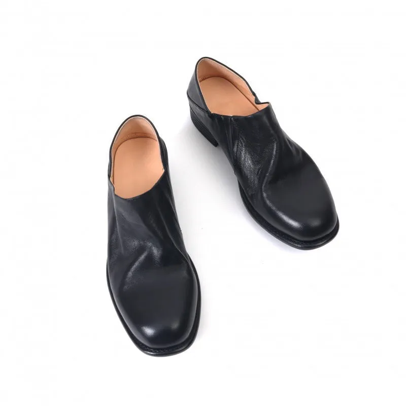 Vintage Handmade Horsehide Loafers For Women Slip On Shoes In Black/White