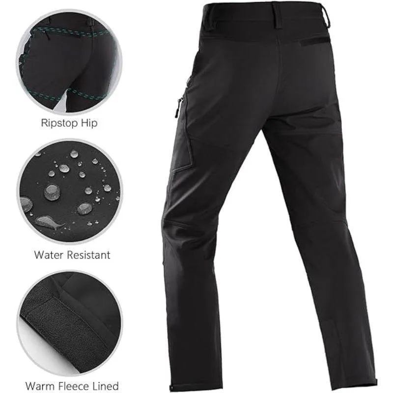 WHALE Men's Softshell Fleece Lined Snow Pants