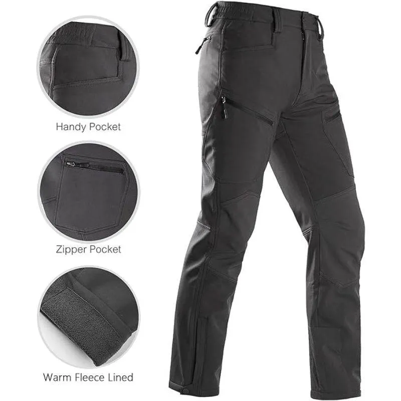 WHALE Men's Softshell Fleece Lined Snow Pants