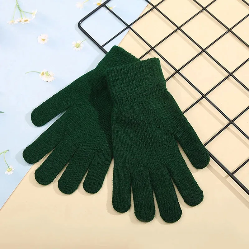 Winter Knitted Gloves Men Women Touch Screen Cold-proof Warm Full Finger Gloves Korean Style All-match Cycling Wool Gloves