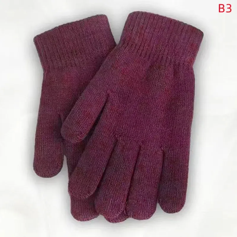 Winter Knitted Gloves Men Women Touch Screen Cold-proof Warm Full Finger Gloves Korean Style All-match Cycling Wool Gloves