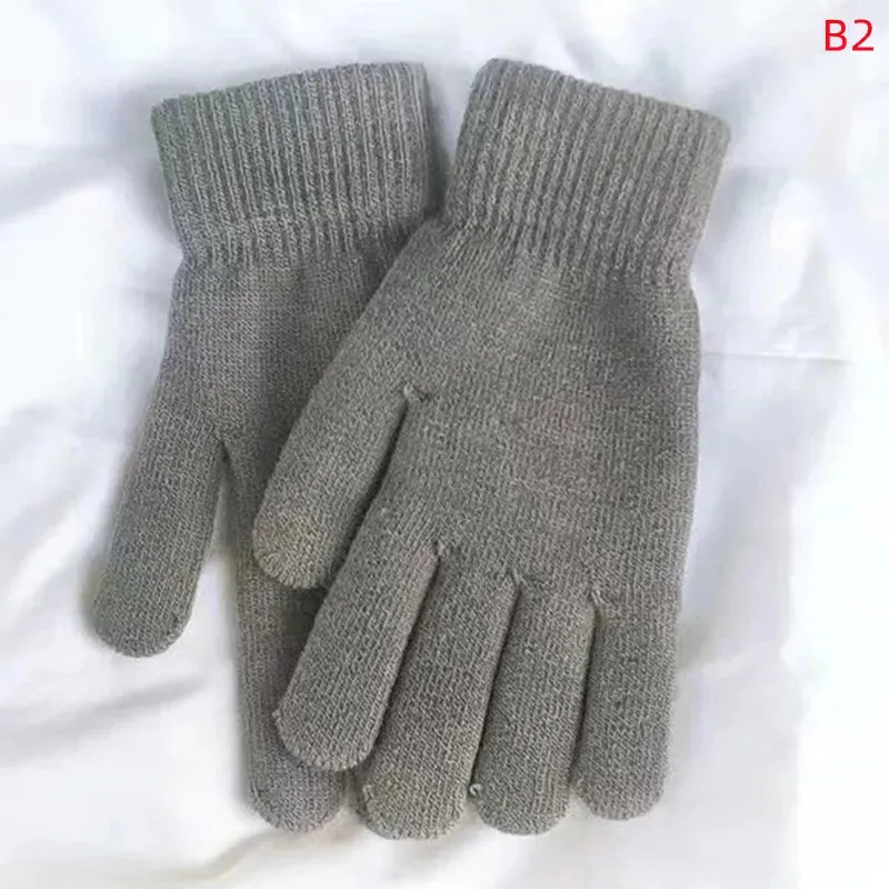 Winter Knitted Gloves Men Women Touch Screen Cold-proof Warm Full Finger Gloves Korean Style All-match Cycling Wool Gloves