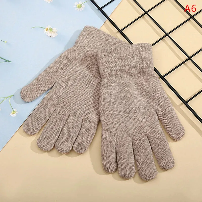 Winter Knitted Gloves Men Women Touch Screen Cold-proof Warm Full Finger Gloves Korean Style All-match Cycling Wool Gloves