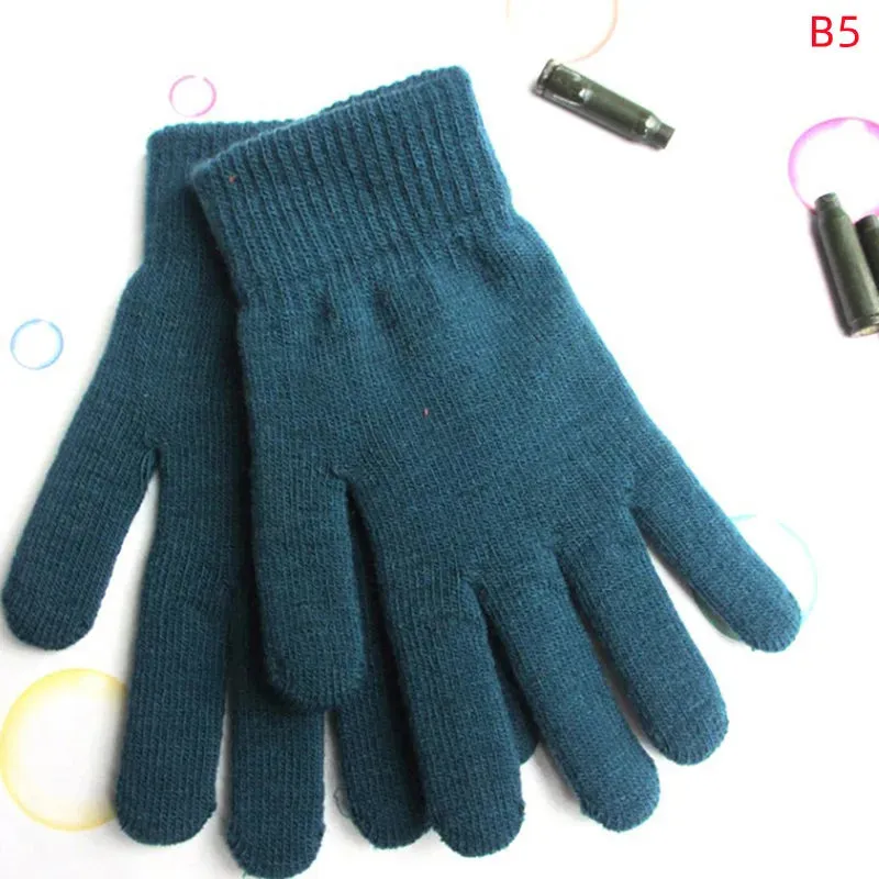 Winter Knitted Gloves Men Women Touch Screen Cold-proof Warm Full Finger Gloves Korean Style All-match Cycling Wool Gloves