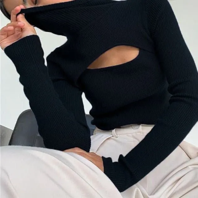 Winter  Knitted Sweater - Cozy, Slim-Fit, Turtleneck, Full-Length Sleeves